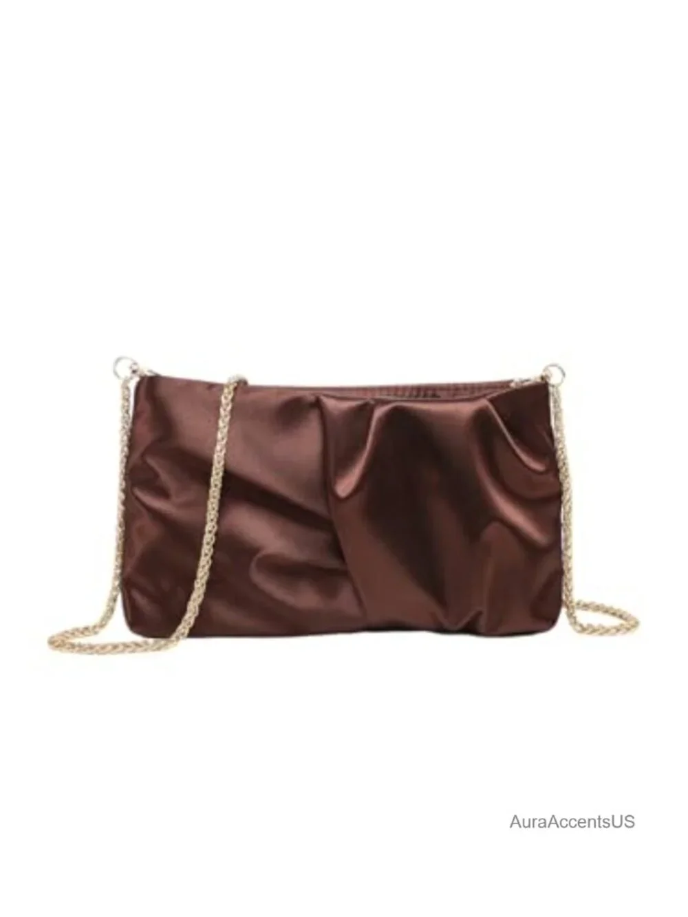 Pleated Satin Clutch Evening Bag Dressy Formal Purse Shoulder